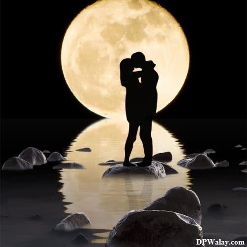 a man standing in front of a full moon best couple dp for whatsapp