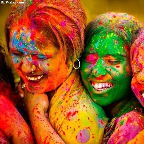 three girls covered in colorful powders best profile pic for whatsapp