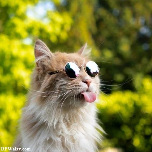 cool whatsapp dp - a cat with sunglasses on its head