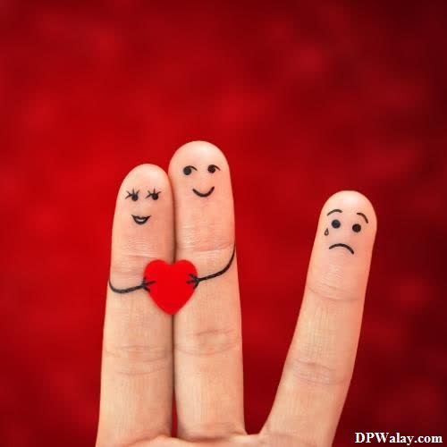 a couple's fingers with smiley faces and a heart couples images dp 