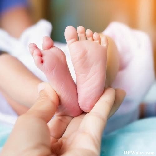 a baby's feet being held by a parent 