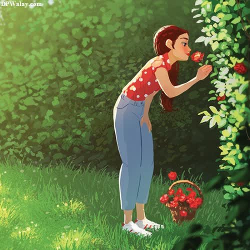 a girl picking flowers in the garden