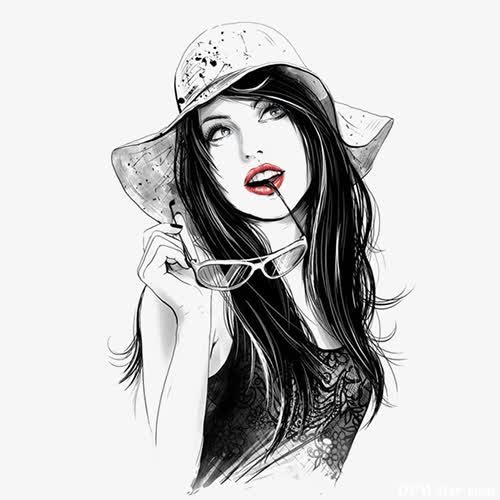 cute whatsapp dp - a woman with a hat and a red lipstick