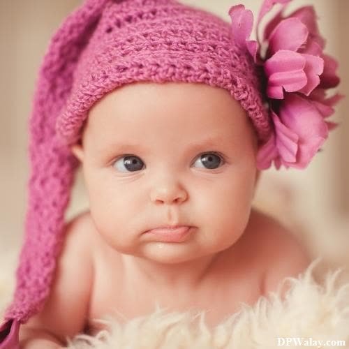 a baby girl wearing a pink hat with flowers cute dp images for whatsapp 