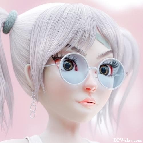 a doll with long hair and glasses