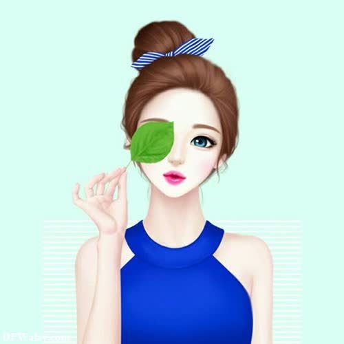 a girl with a leaf on her face cute whatsapp profile pic
