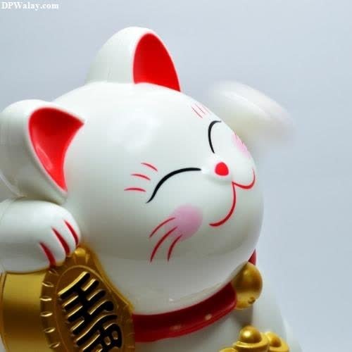 a white cat figuri with a gold plated collar funny pics for dp