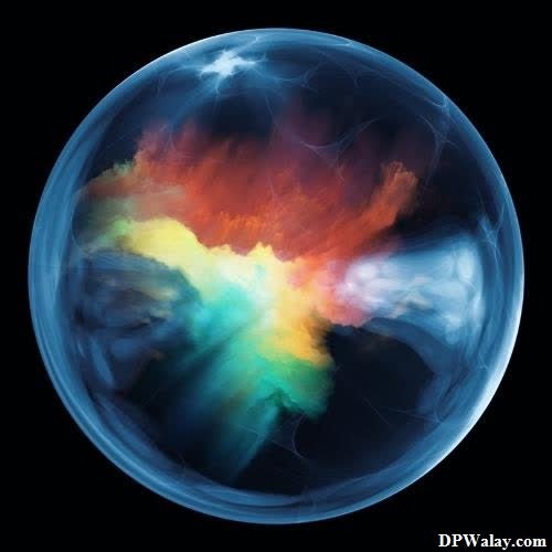 cool whatsapp dp - a sphere with a colorful cloud inside