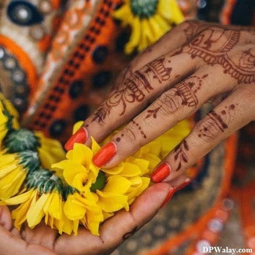 a woman with hens and flowers on her hands stylish girls whatsapp dp 
