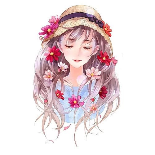 a girl with long hair wearing a straw hat and flowers sweet whatsapp dp