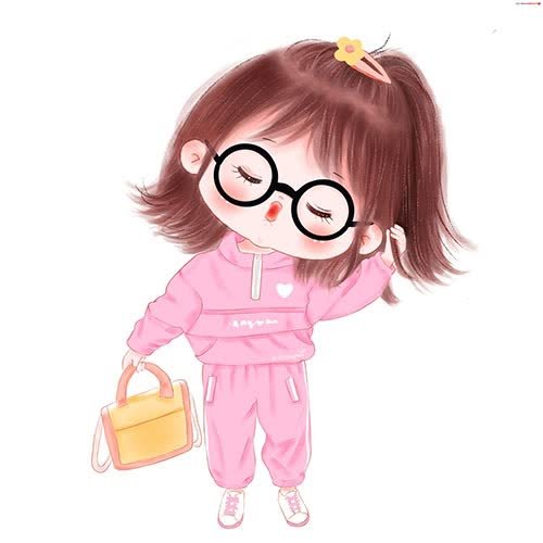 a little girl in pink pajamas and glasses