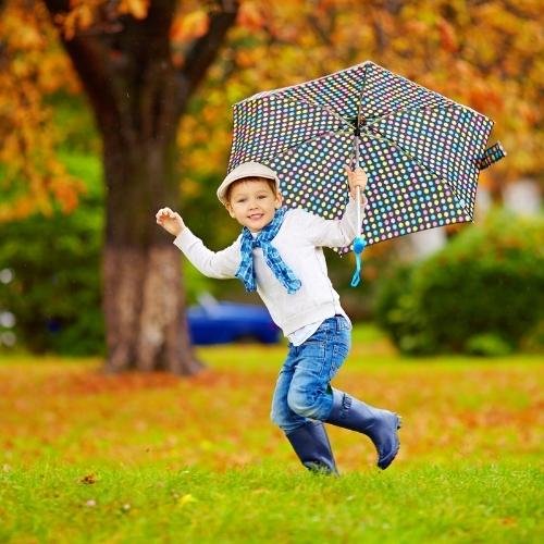 whatsapp dp for boys - a little boy running in the park with an umbrella
