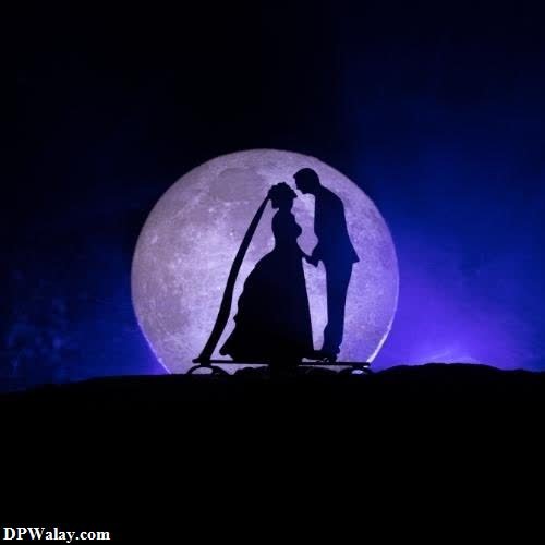 a silhouetted person standing in front of a full moon whatsapp dp couple 