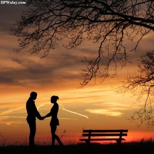 a silhouette of a man and woman holding hands whatsapp dp for couple