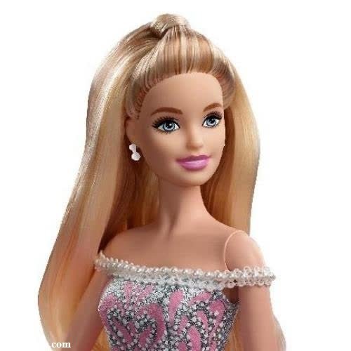 barbie doll with blonde hair and pink dress