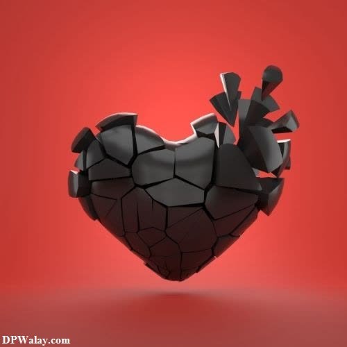 a broken heart on a red background breakup dp image