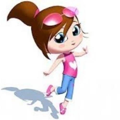 a cartoon girl with a ponytail and a pink shirt