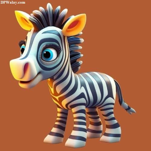 a cartoon zebra with a big blue eyes