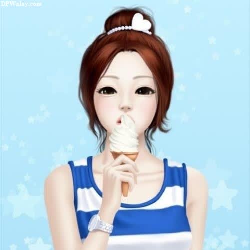 a girl eating an ice cream cartoon photos for whatsapp dp