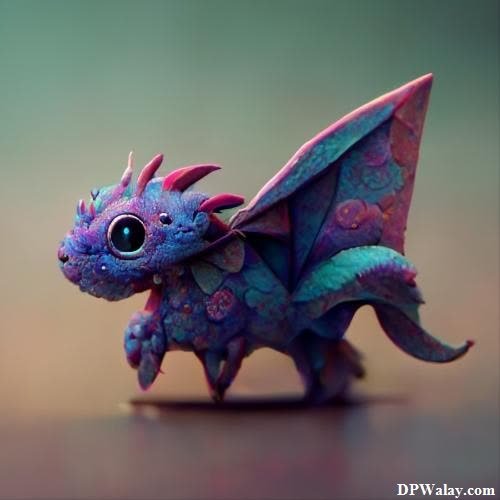 a small toy dragon with a big eyes 