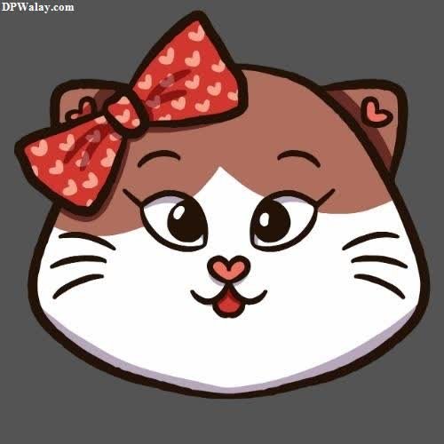 a cartoon cat with a bow on its head cartoon whatsapp dp images 