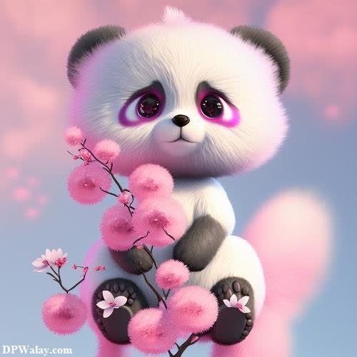 cartoon dp for whatsapp - a panda bear sitting on top of a tree