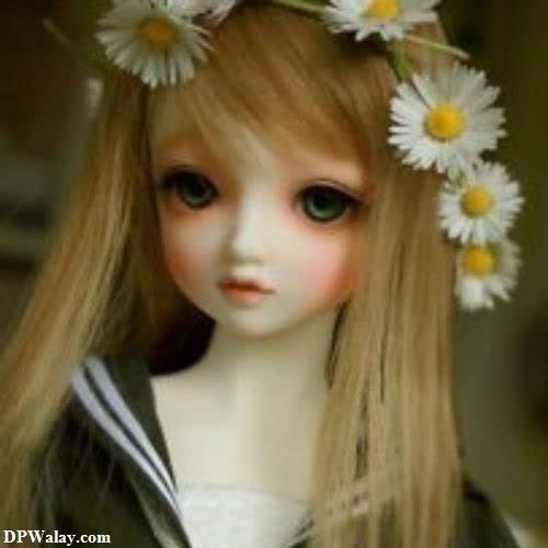 a doll with long blonde hair and a flower crown images by DPwalay
