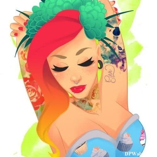 a woman with a flower in her hair-oD9L cute cartoon whatsapp dp