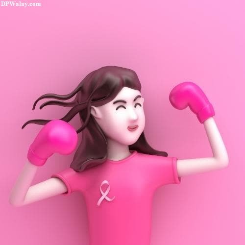 a woman with boxing gloves and a pink shirt