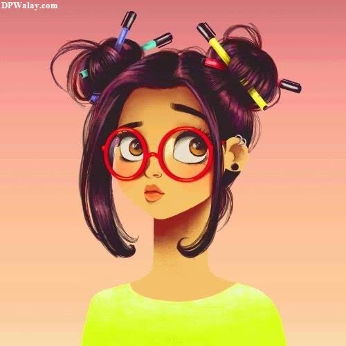 a girl with glasses and a yellow shirt