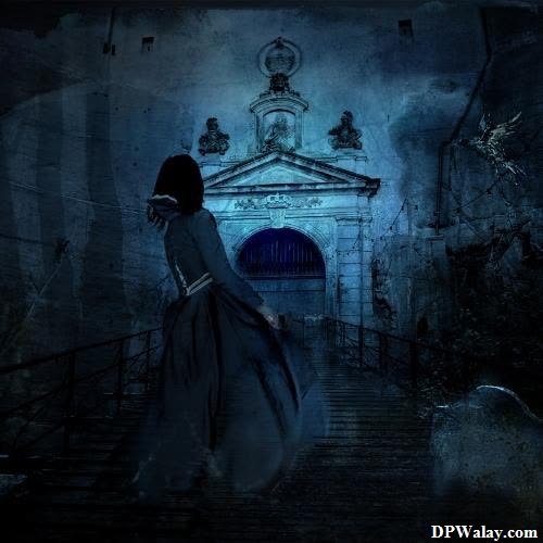 a woman walking down a dark stairway in the dark death pics for whatsapp dp