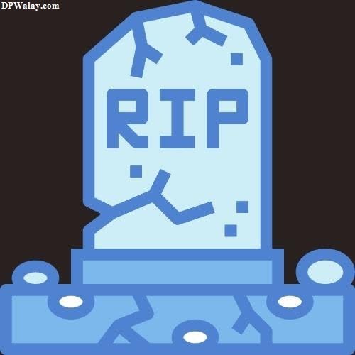 a cartoon tombstone with a face and a broken head death pics for whatsapp dp 