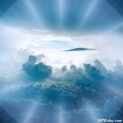 a blue sky with clouds and rays 