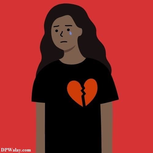 a woman with a broken heart on her chest 