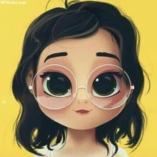 cartoon dp for whatsapp - a girl with glasses on her face