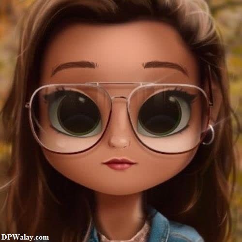 a girl with glasses and a denim jacket dp cartoon for whatsapp