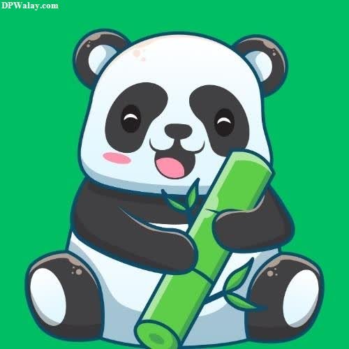 a panda bear holding a green leaf