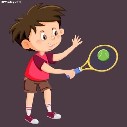 a boy playing tennis with a racket