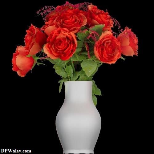 a vase with red roses in it 