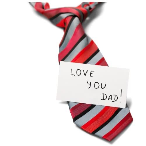 mom dad dp - a tie with a note that says love you