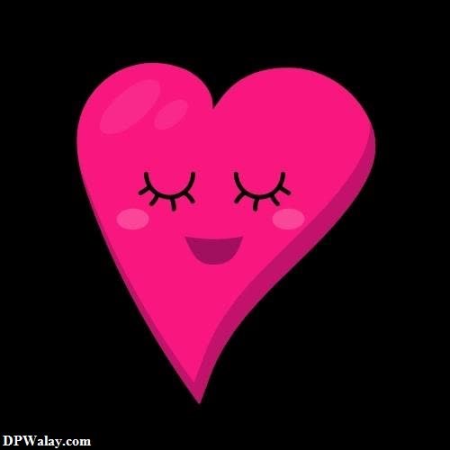 a pink heart with eyes closed and a smile on it emoji dp love 