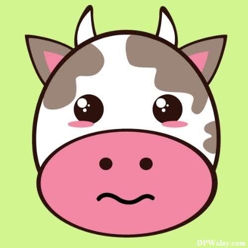 a cow with a sad face emoji mood off 
