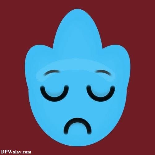 emoji dp - a blue face with a sad expression