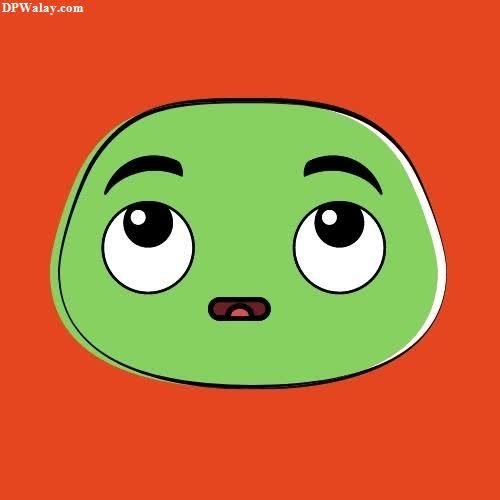 a green cartoon character with a sad expression-sV7q