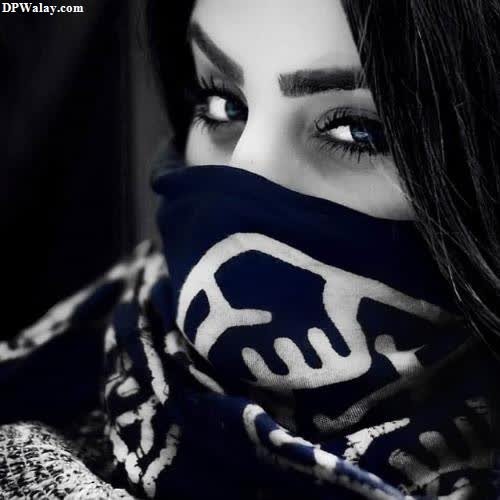 a woman wearing a scarf with the words, ` ` ` ` ` ` ` ` ` ` girl eyes pic dp 