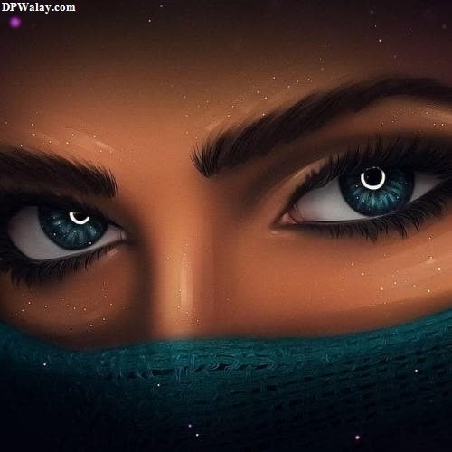 a woman's eyes with a scarf around her neck girls eyes dp