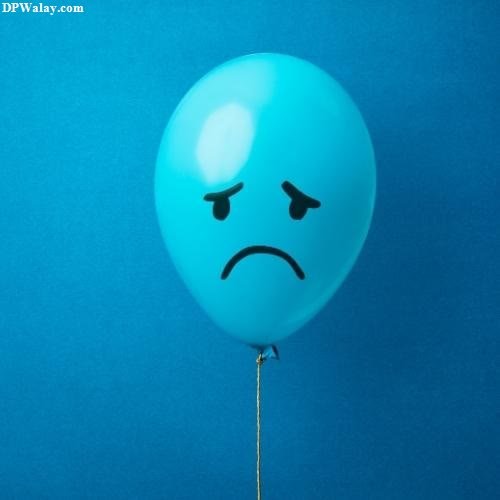 girls dp - a blue balloon with a sad face on it