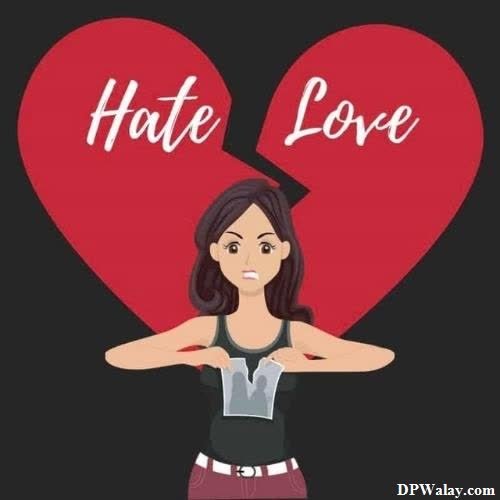 a woman with her arms crossed and the words hit love hate dp for whatsapp