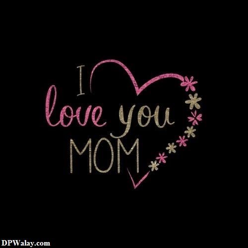 a black background with the words i love you mom written in pink and gold glitter