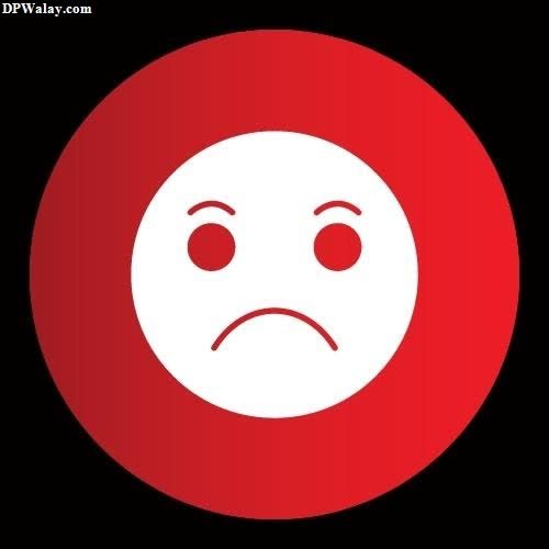 a red circle with a sad face on it